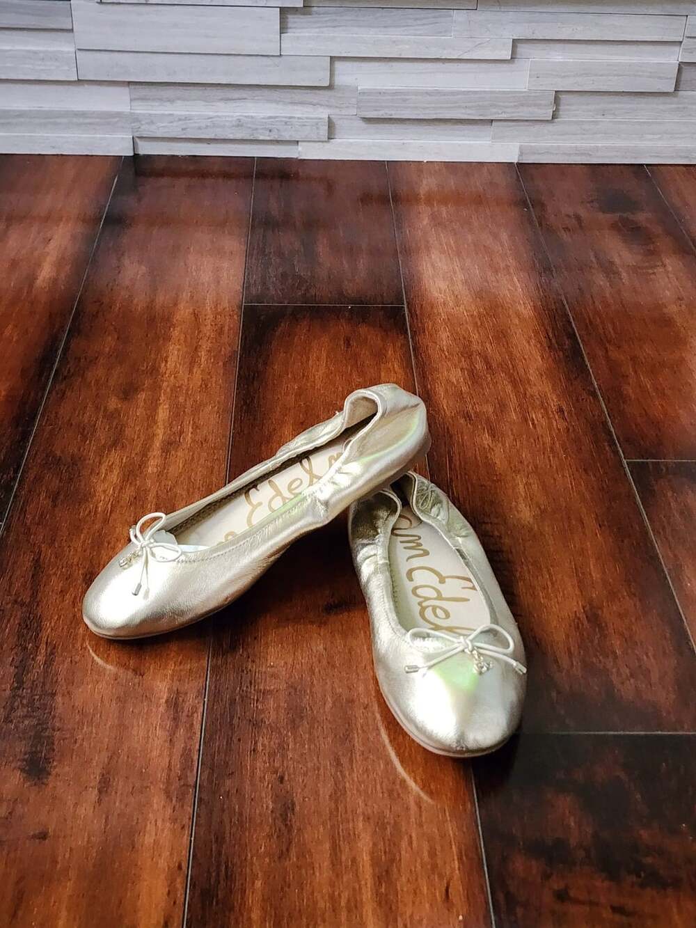 Sam Edelman Felicia Mini Ballet Flats Size 4M Gold Leather
